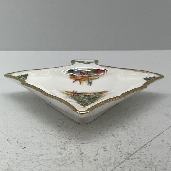 1990 Royal Albert LTD Christmas Magic Tree Shaped Sweet Dish Bone China #55 - Picture 3 of 9